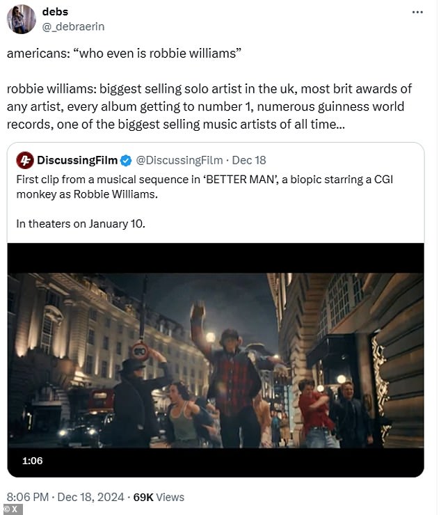 1735376579 46 Robbie Williams film Better Man sparks huge debate after Americans