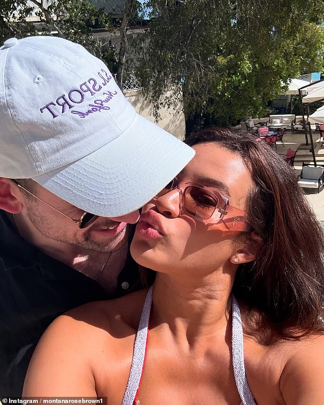 In another snap, Montana further accessorized her look with a pair of pale pink Prada sunglasses as she posed up a storm with her fiancé Mark.