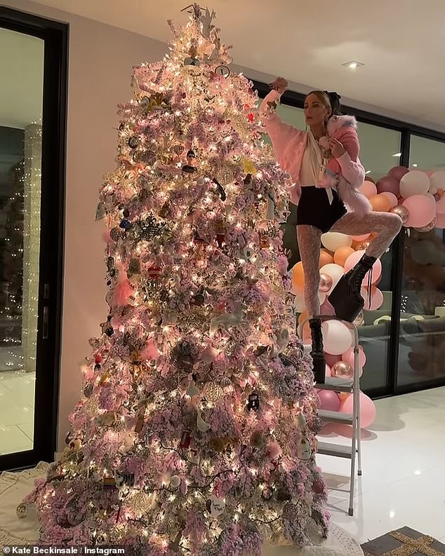 It comes after fans were torn between being more impressed by her eye-catching pink Christmas tree or her incredible poise, as both showed off in a new Instagram post this week.