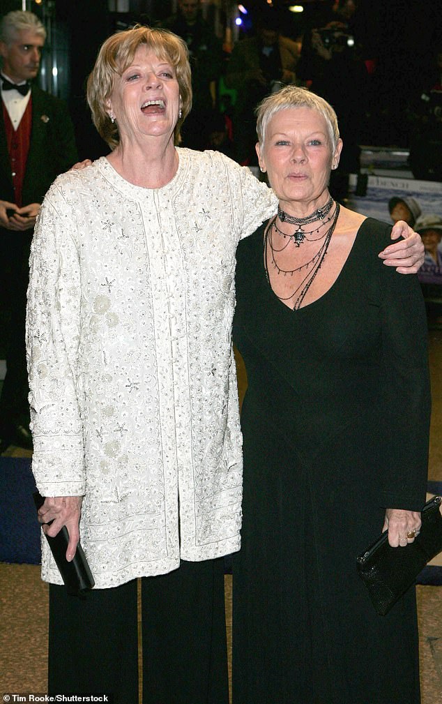 In October, Judi choked on stage at the Cheltenham Literature Festival after being asked about her late friends Maggie and Barbara Leigh-Hunt (pictured with Maggie in 2004).