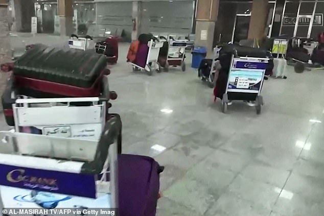 Abandoned luggage inside the airport terminal