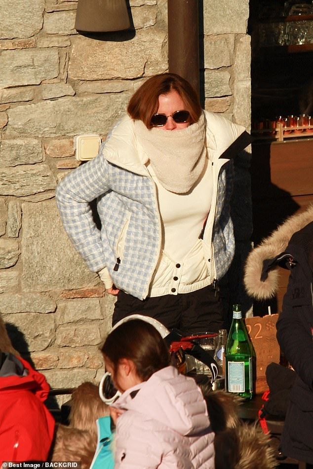 Watson appeared to warm up while enjoying apres at a popular downhill ski resort.