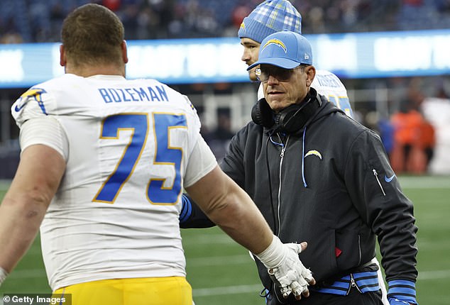 Harbaugh and the Chargers officially reached the postseason after a 40-7 victory over the Patriots