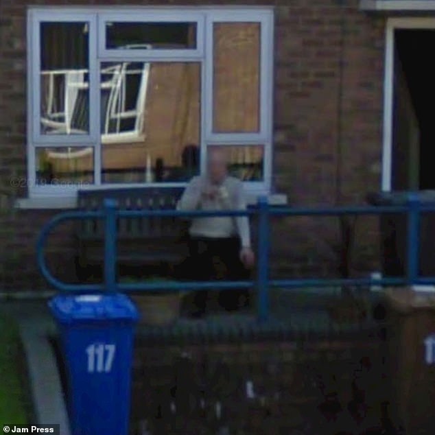 His daughter Katie was surprised to find him immortalized in the search engine's Street View function.