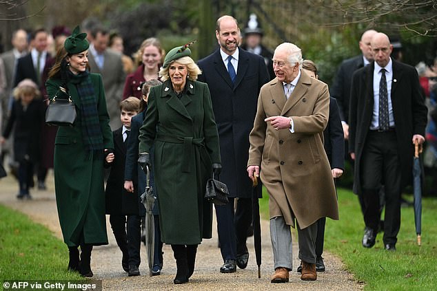 The royals photographed yesterday at the annual walk. It is likely that Tom would also have enjoyed spending time with the king, his stepfather, having previously described him as 