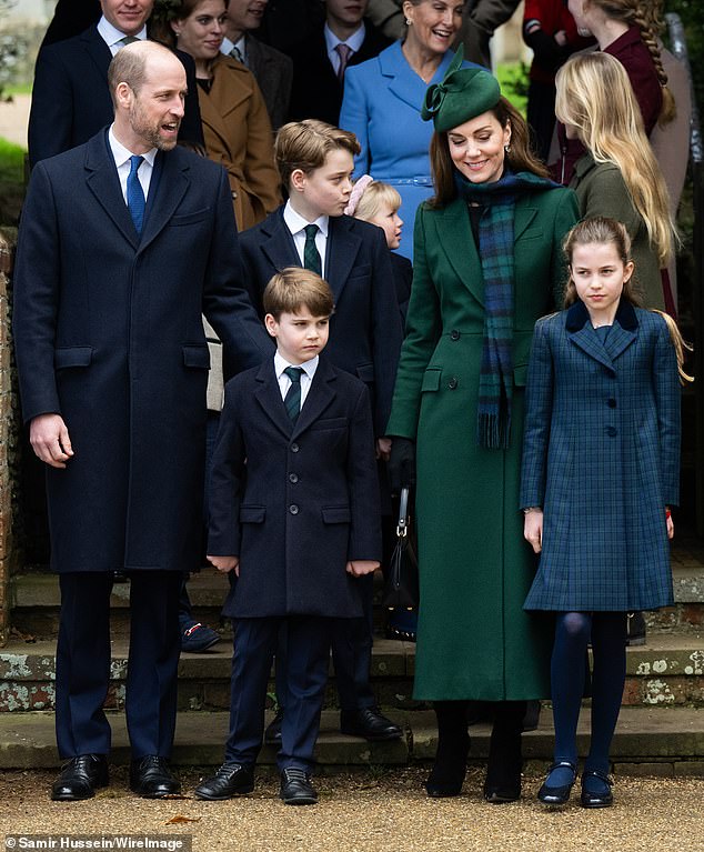 The Prince and Princess of Wales posed for photographs with their three children: George, 11, Charlotte, nine, and Louis, six.