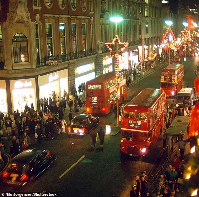 Terry Wogan switches on the Christmas lights on Oxford Street in 1998