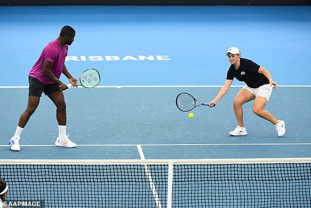 The exhibition match was played for Barty's charity, the Ash Barty Foundation, which aims to help give children greater opportunities to play sport and develop their education.