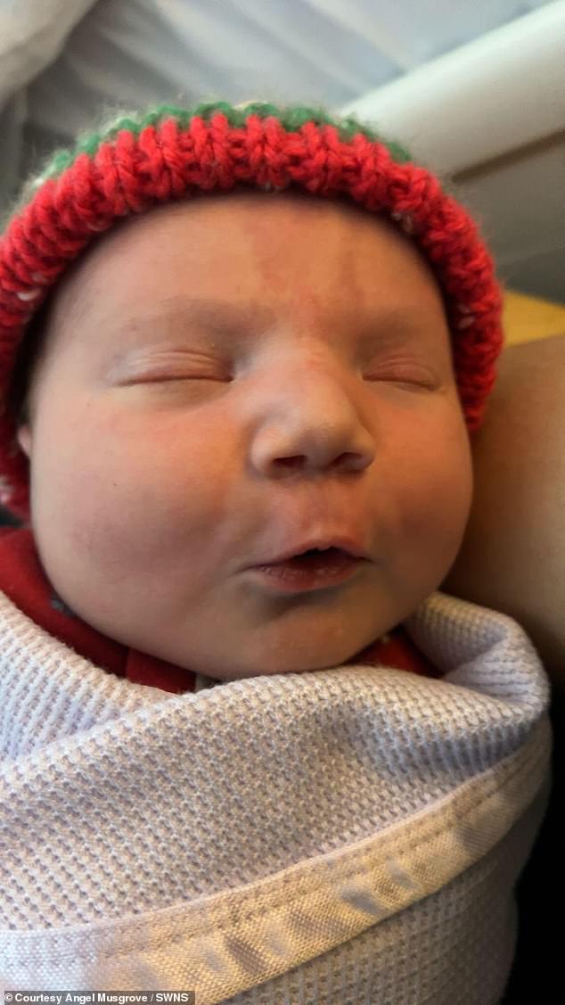 Both baby and mother are now at home in Woodbridge, Suffolk, and are doing well, and Angel says he would make up for the fact that his daughter's birthday falls on the festive period by also getting her presents in the summer.