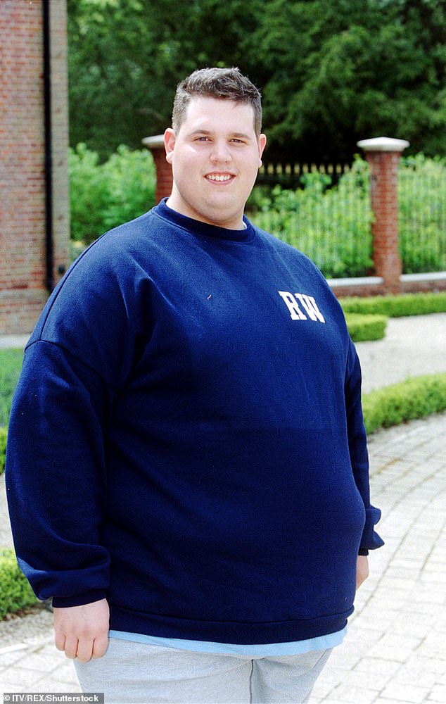 He also appeared on the first series of Celebrity Fit Club in 2002 (pictured), alongside the likes of Ann Widdecombe and Coleen Nolan, but was axed for secret binge eating.