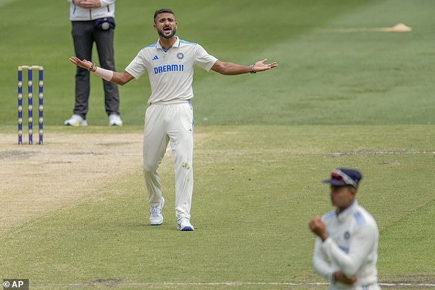 Bowler Akash Deep (left) also expressed his frustrations towards Jaiswal after he dropped the catch.