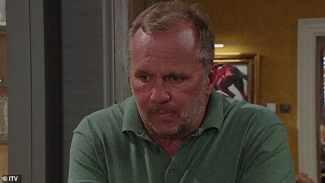 Dean Andrews, 61, played Will Taylor in the April 2019 ITV soap, and his character died after suffering a heart attack in the Christmas Day special (pictured in August in the show).