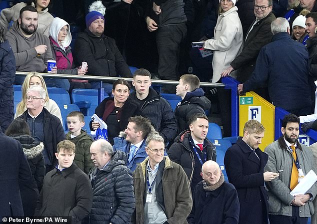 The I'm A Celeb star, 38, was in the crowd with three of his four children when Everton took on Nottingham Forest at Goodison Park.