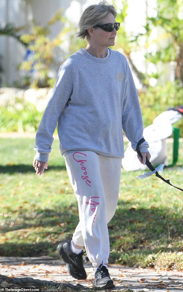 Additionally, she sported a pair of stylish black sunglasses to protect her eyes from the bright California sun during the low-key stroll.