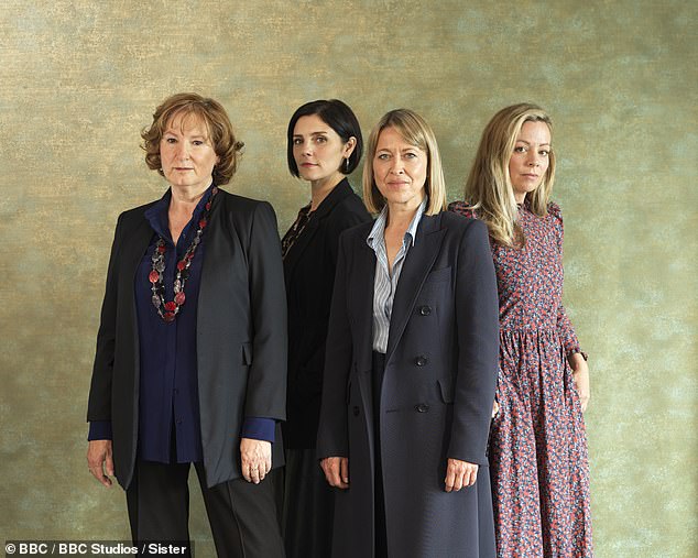 The Split focuses on the DeFoe family and those who work as divorce attorneys at their family firm. From left to right: Deborah Findley as Ruth DeFoe, Annabel Scholey as Nina, Nicola Walker as Hannah and Fiona Button as Rose.