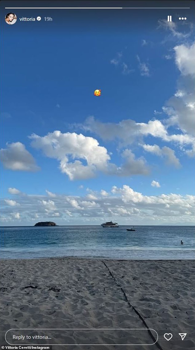 The current Vogue cover girl, who has 1.8 million Instagram followers, posted a snap of the beach scenery on Instagram.