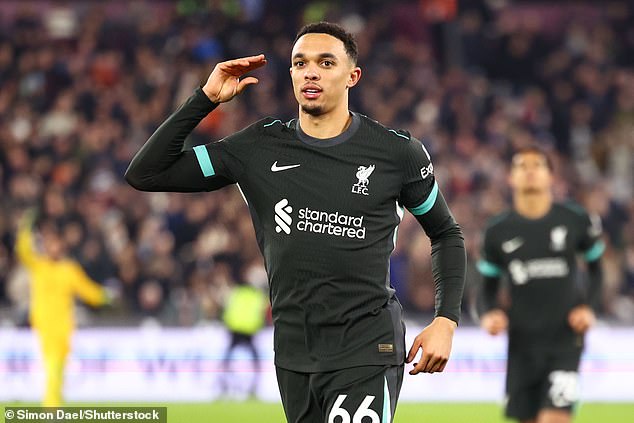 Trent Alexander-Arnold made it four for the Reds with a deflected shot after the restart.