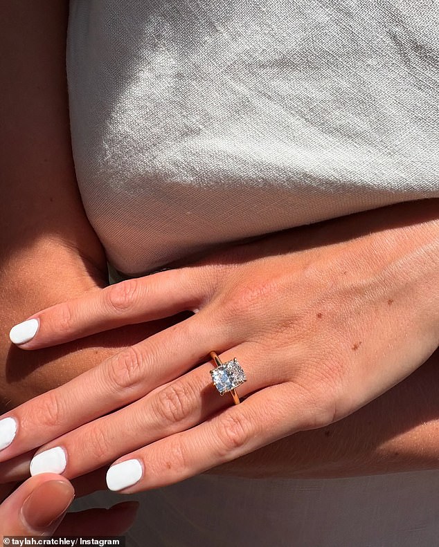 Taylah also showed off a close-up of her hand and her stunning diamond sparkler.