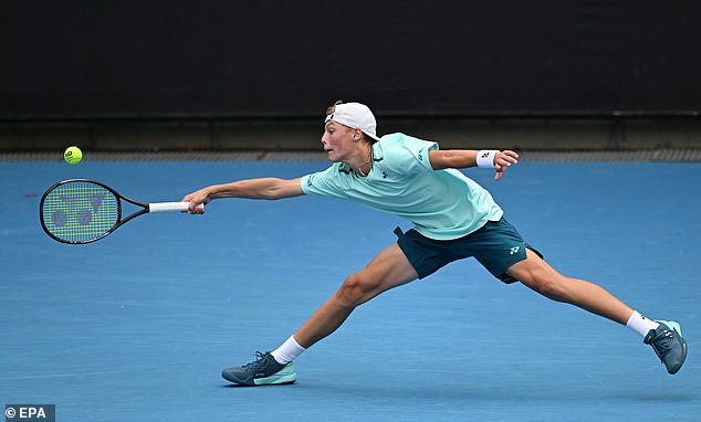 Hewitt (pictured at Melbourne Park earlier this year) was eliminated in the first round of qualifying at the Canberra International Challenger event.