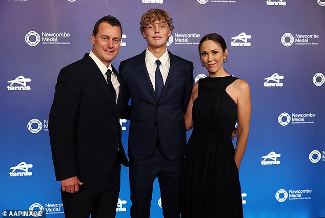 The youngster (pictured with his famous parents) will now turn his attention to trying to qualify for the Australian Open.