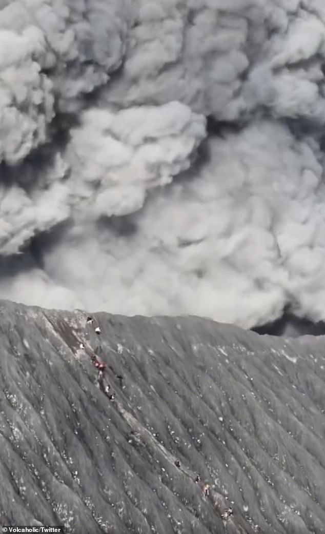 It comes just months after dozens of hikers descended the mountainside to escape dangerous material from the volcano's eruption (pictured).