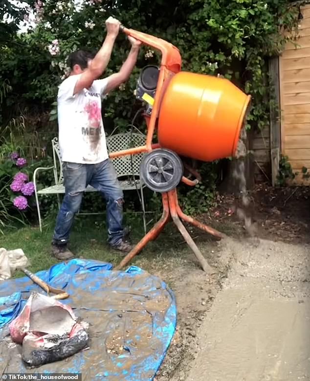 Use a cement mixer to mix the cement before laying the bricks evenly.