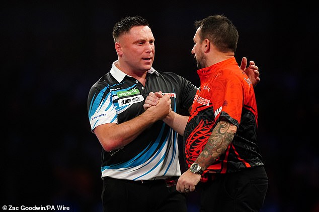 The Spurs pair saw Gerwyn Price (left) triumph over Jonny Clayton (right) in the last 16.