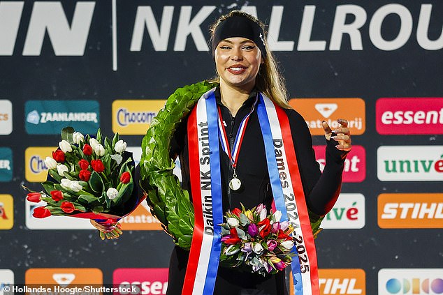 Leerdam was later seen celebrating his success on the podium at the NK event.