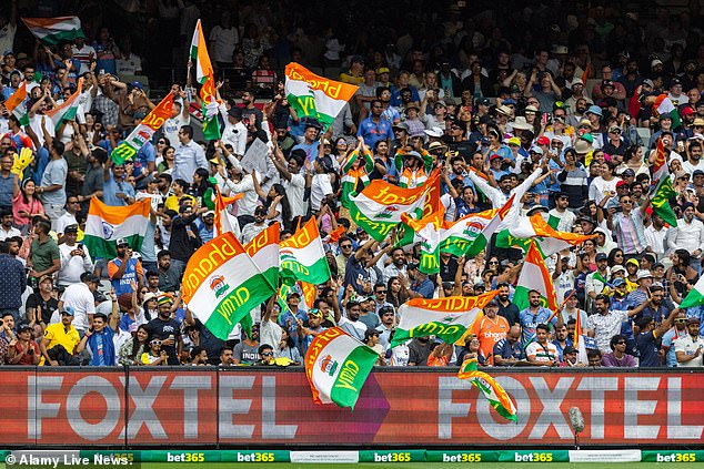 But some Indian fans responded with a chant of their own, reportedly chanting the phrase: 'Ganpati Bappa Morya.'