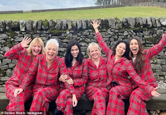 Lorraine then also shared a photo of herself sitting next to Gabriette and four other women in the family as they all posed in the garden in matching pajamas.