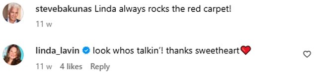 Earlier this year, he shared a particularly complimentary photo of him and Linda at the premiere of Jackpot! in October. 'Linda always rocks the red carpet!' Steve wrote, as she replied, “Look who's talking!” thank you dear¿¿'