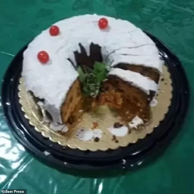 Anjos made the cake (pictured) on December 23 in the southern Brazilian city of Torres.