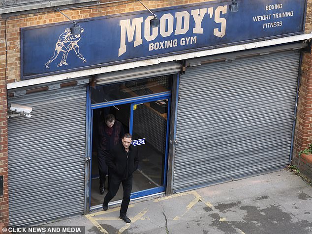 In other snaps, Tom was seen leaving a building with the sign 'Moody's Boxing Gym'.