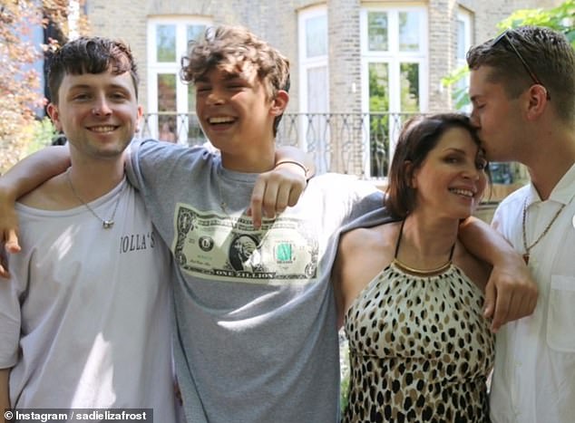 Frost pictured with his three sons, from left: Finlay Munro Kemp, Rudy Law and Rafferty Law, 25. She is also the mother of model Iris Law (not pictured).