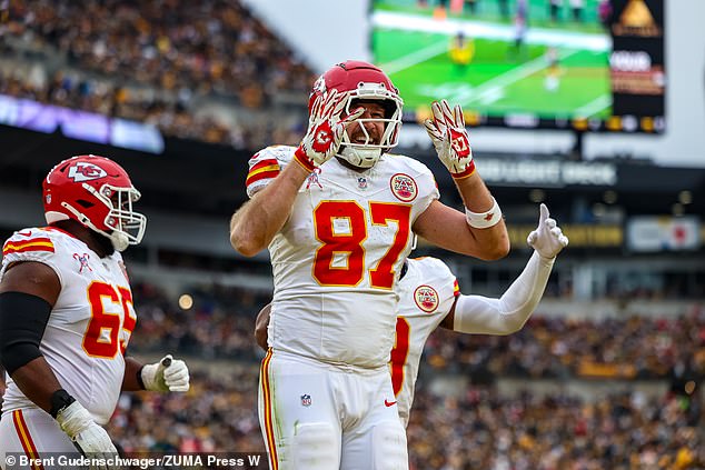 Kelce set the new franchise touchdown record for the Chiefs on Christmas Day in Pittsburgh