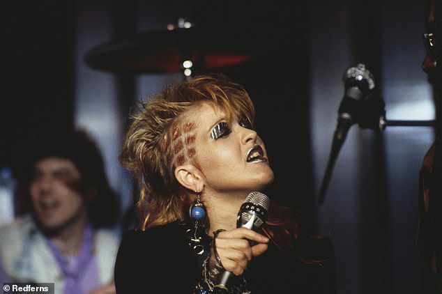 Singer-songwriter Cyndi Lauper photographed at the Montreux Rock Festival, Switzerland, May 1984