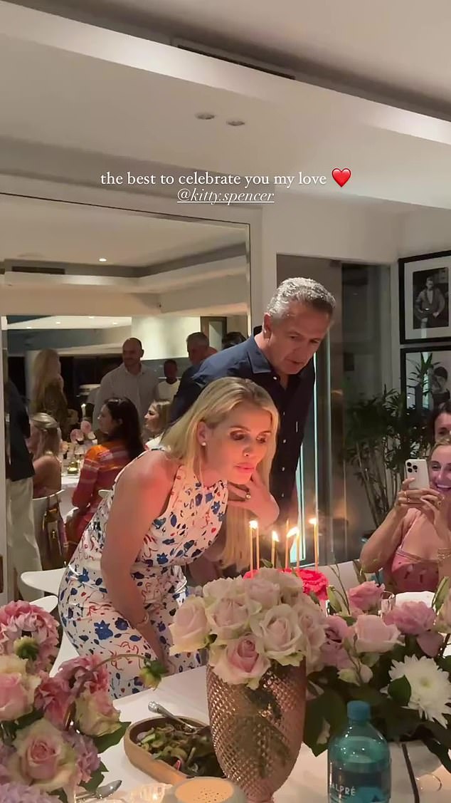 Lady Kitty Spencer celebrates her birthday with her husband (right) and friends