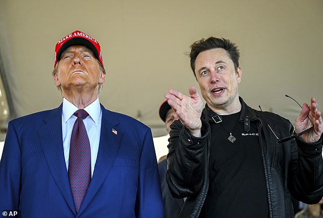 President-elect Donald Trump listens to Elon Musk as he arrives to watch SpaceX's Starship mega rocket take off for a test flight from Starbase in Texas.