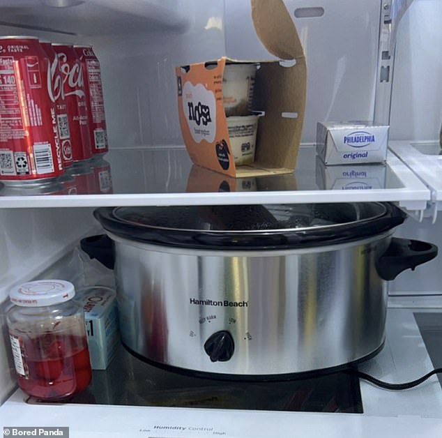 Leftovers. someone? One chef was so determined not to store leftovers in Tupperware that he placed an entire slow cooker inside the refrigerator instead.