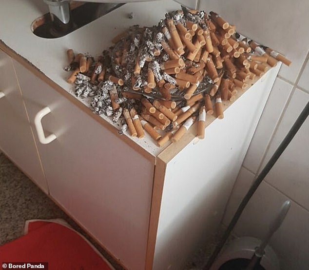 One person encountered a chain smoker who didn't bother to throw away his used cigarettes.