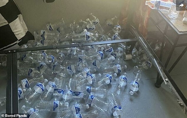 Thirsty? A man had months of water bottles stacked under his bed, much to the horror of his girlfriend.