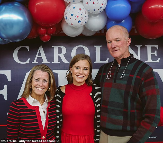 Cheryl and Alex Fairly, left and right, supported their daughter Caroline, centre, during her election campaign last year