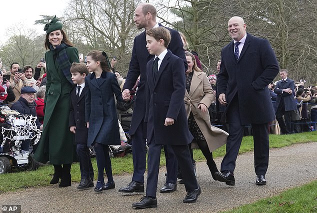 George, 11, Charlotte, nine, and Louis, six, accompanied the Prince and Princess of Wales to St Mary Magdalene Church on the Norfolk Estate for the traditional outing.