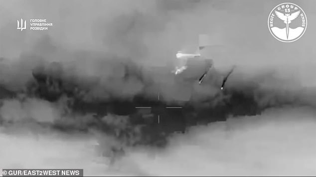 Footage showed the Mi-8 helicopter desperately firing flares as the missile, an R-73 'Sea Dragon', chased it