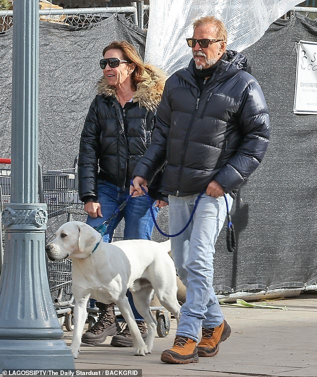 Costner was spotted last week taking his beloved Labrador, Bobby, for a walk in Aspen alongside Laiz