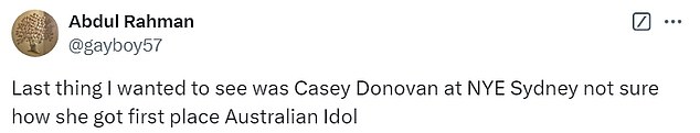 Fans were divided over the Australian Idol winner's performance and quickly took to social media to express their thoughts, with some praising Casey's singing and others criticizing it.