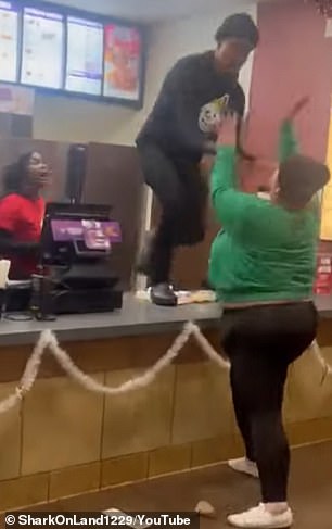 A male employee quickly took matters into his own hands and punched the customer