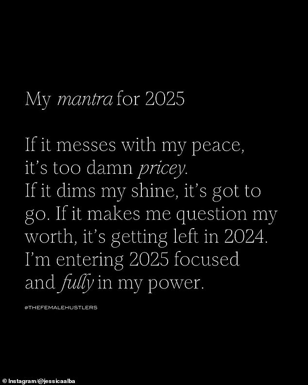 He then included this quote: 'My mantra for 2025: If it disturbs my peace, it's too expensive.' If that dims my shine, it has to go. If it makes me question my worth, I will leave it in 2024. I enter 2025 focused and fully in my power.