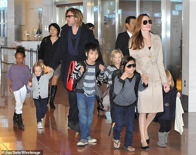 When Jennifer and Pitt finalized their divorce in October 2005, Jolie was two months pregnant with their daughter Shiloh and the couple was in the process of adopting more children (pictured in 2011).