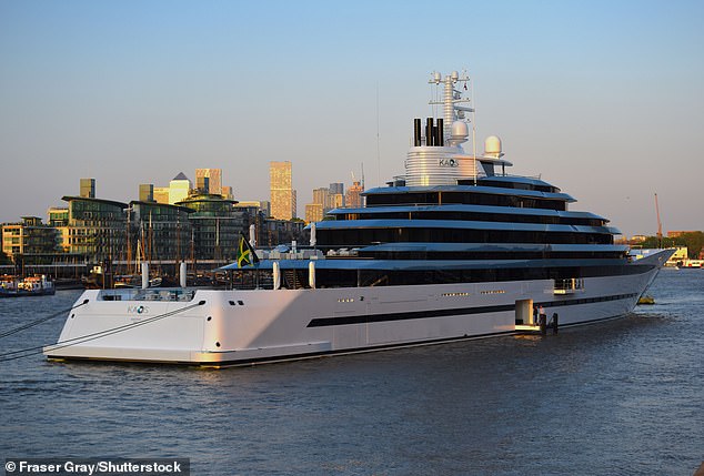 The ship, once defined by exclusivity and male-dominated spaces, underwent a complete transformation spearheaded by the Walmart heiress, to reflect its new purpose, as a sanctuary for a modern, independent woman. Pictured: Kaos moored at Butlers Wharf in London, England